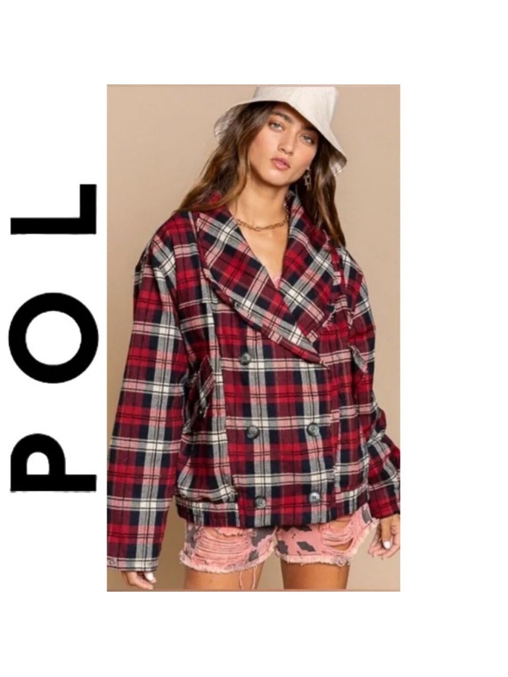 Pol Red Plaid Quilted Cotton Fall Jacket NWOT 🌷
